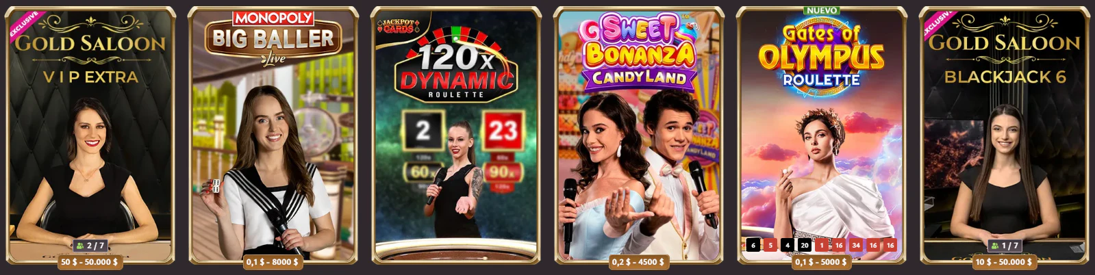 Catálogo de juegos de casino y experiencias con crupier en directo en Vicibet Casino