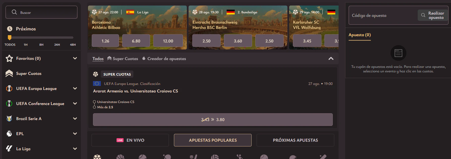 Eventos deportivos, eSports y mercados de apuestas disponibles en Vicibet Casino